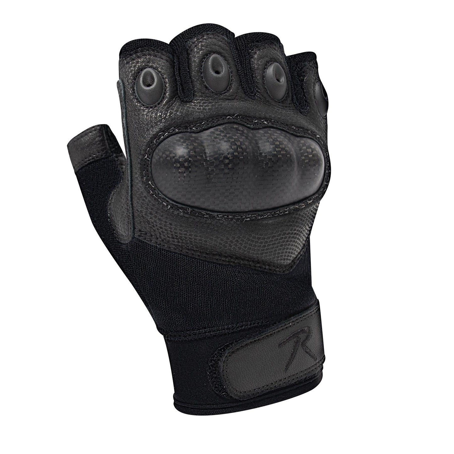 Fingerless Cut Resistant Carbon Hard Knuckle Gloves - Black - Tactical Choice Plus