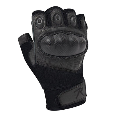 Fingerless Cut Resistant Carbon Hard Knuckle Gloves - Black - Tactical Choice Plus