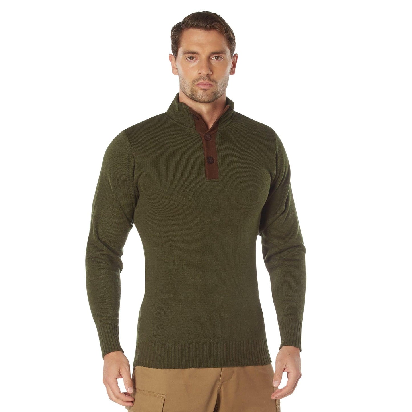 Rothco 3-Button Sweater With Suede Accents - Tactical Choice Plus