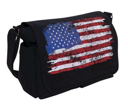 Distressed U.S. Flag Canvas Messenger Bag - Tactical Choice Plus