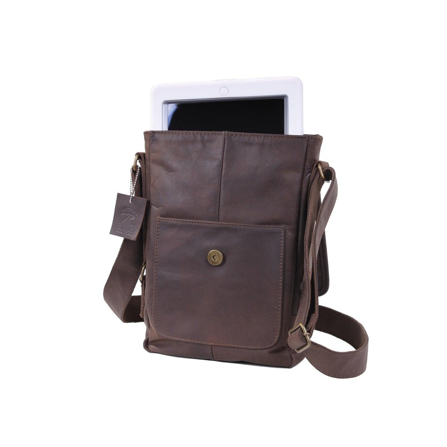 Brown Leather Military Tech Bag - Tactical Choice Plus