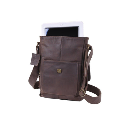 Brown Leather Military Tech Bag - Tactical Choice Plus