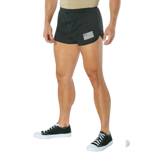 Rothco US Flag Ranger PT (Physical Training) Shorts - Black - Tactical Choice Plus