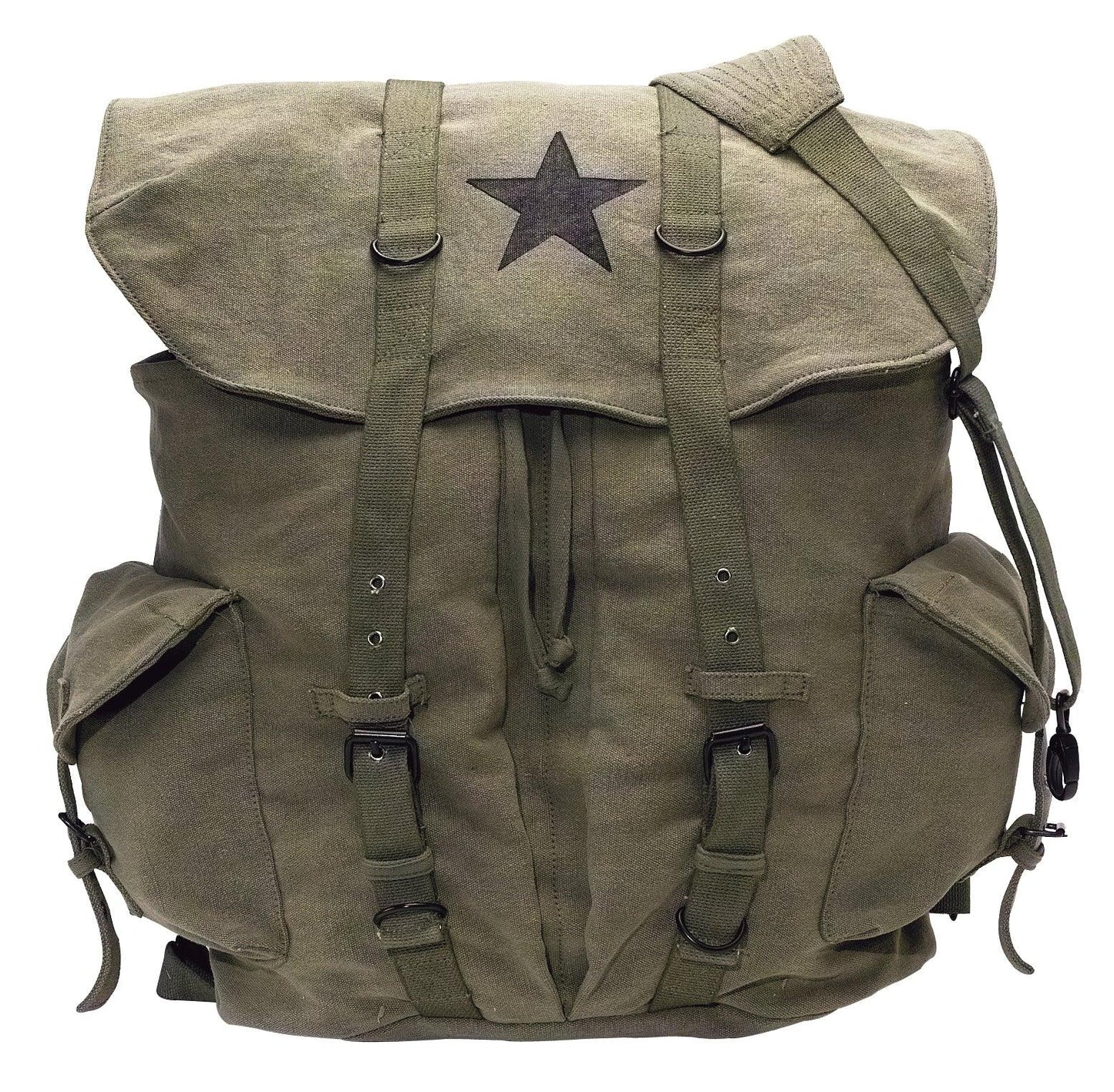 Vintage Weekender Canvas Backpack with Star - Tactical Choice Plus