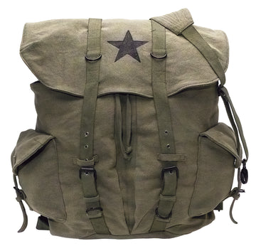 Vintage Weekender Canvas Backpack with Star - Tactical Choice Plus